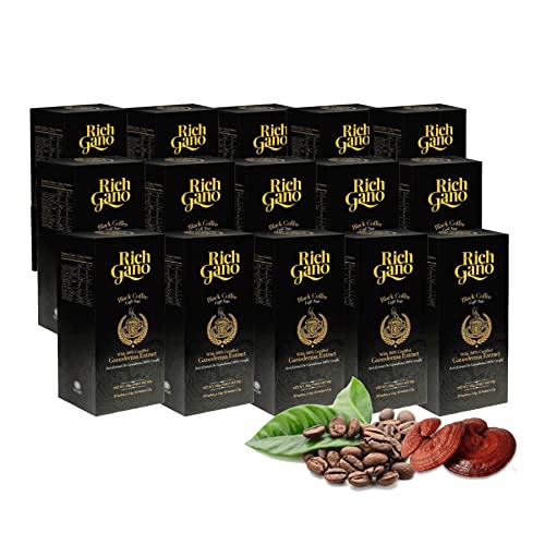 Instant Black Coffee with Ganoderma Extract, Reishi Mushroom, 15 Boxes × 30 Sachets