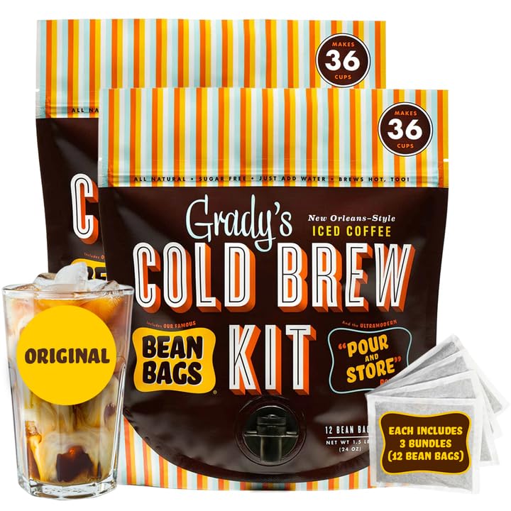 New Orleans Style Cold Brew Coffee Kit, Arabica Coffee & Chicory Brew Bags, 12 Count