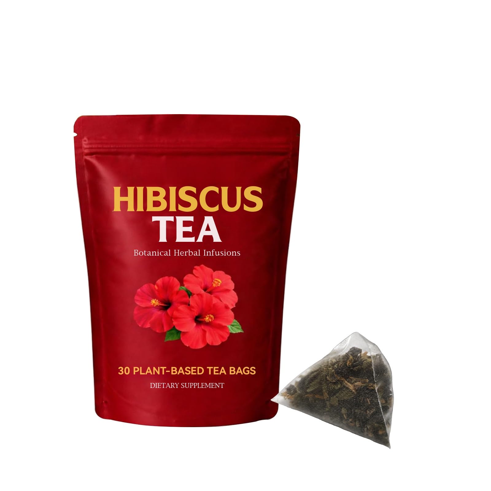 Hibiscus Herbal Tea, Natural Floral Blend, 30 Tea Bags