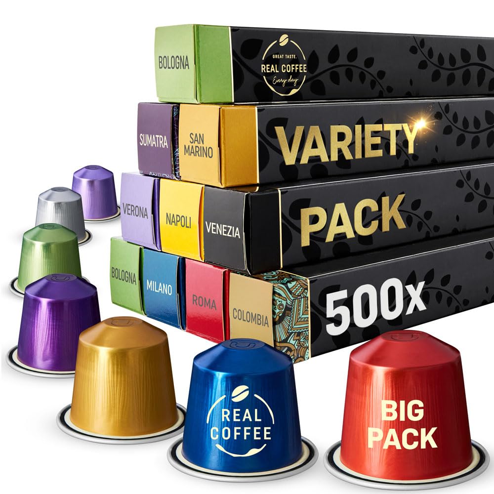 Italian Espresso Coffee Capsules Variety Pack, 100 Aluminum Pods Compatible with Nespresso Original Machines