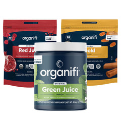 Organic Superfood Powder Variety Pack, Green Juice, Red Juice & Golden Milk, 30-Day Supply