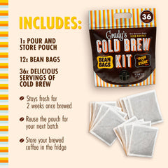 New Orleans Style Cold Brew Coffee Kit, Arabica Coffee & Chicory Brew Bags, 12 Count