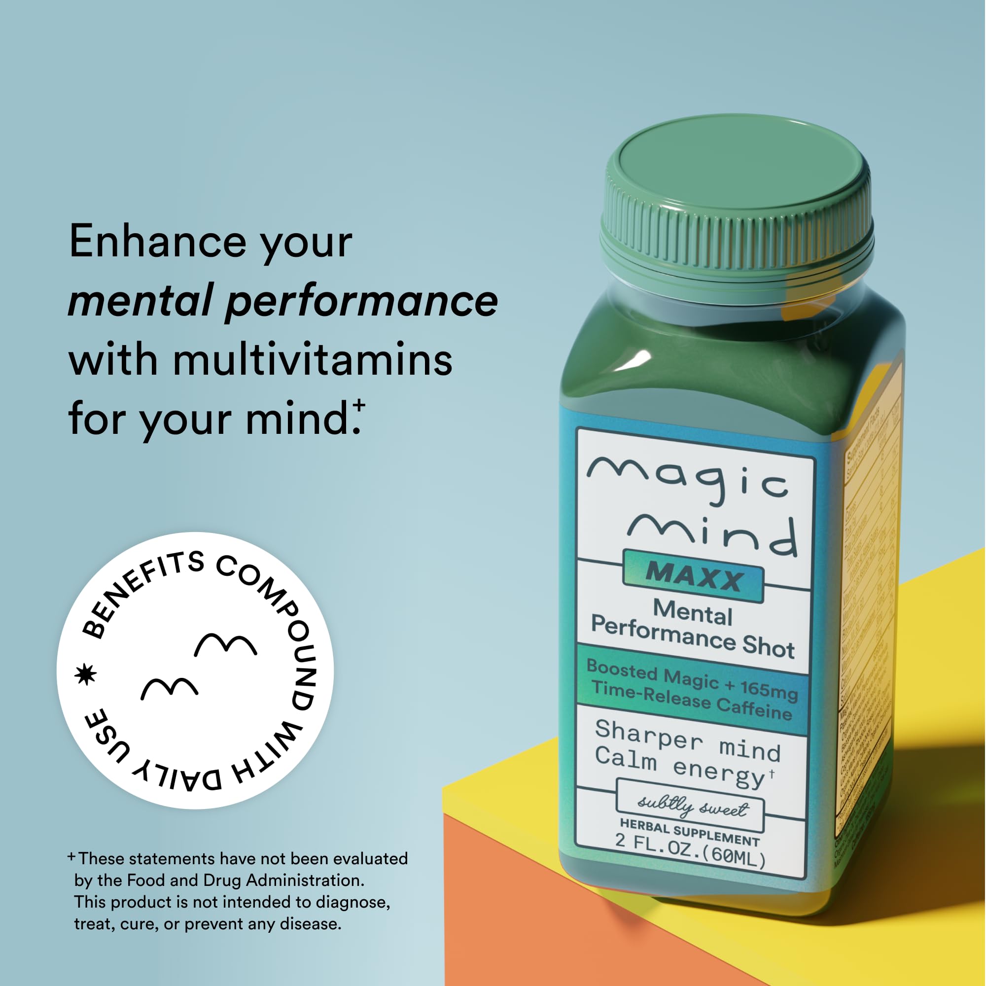 Energy & Focus Drink Shots with Matcha, Functional Mushrooms, Ashwagandha, Vitamins B12 & C, 2 fl oz