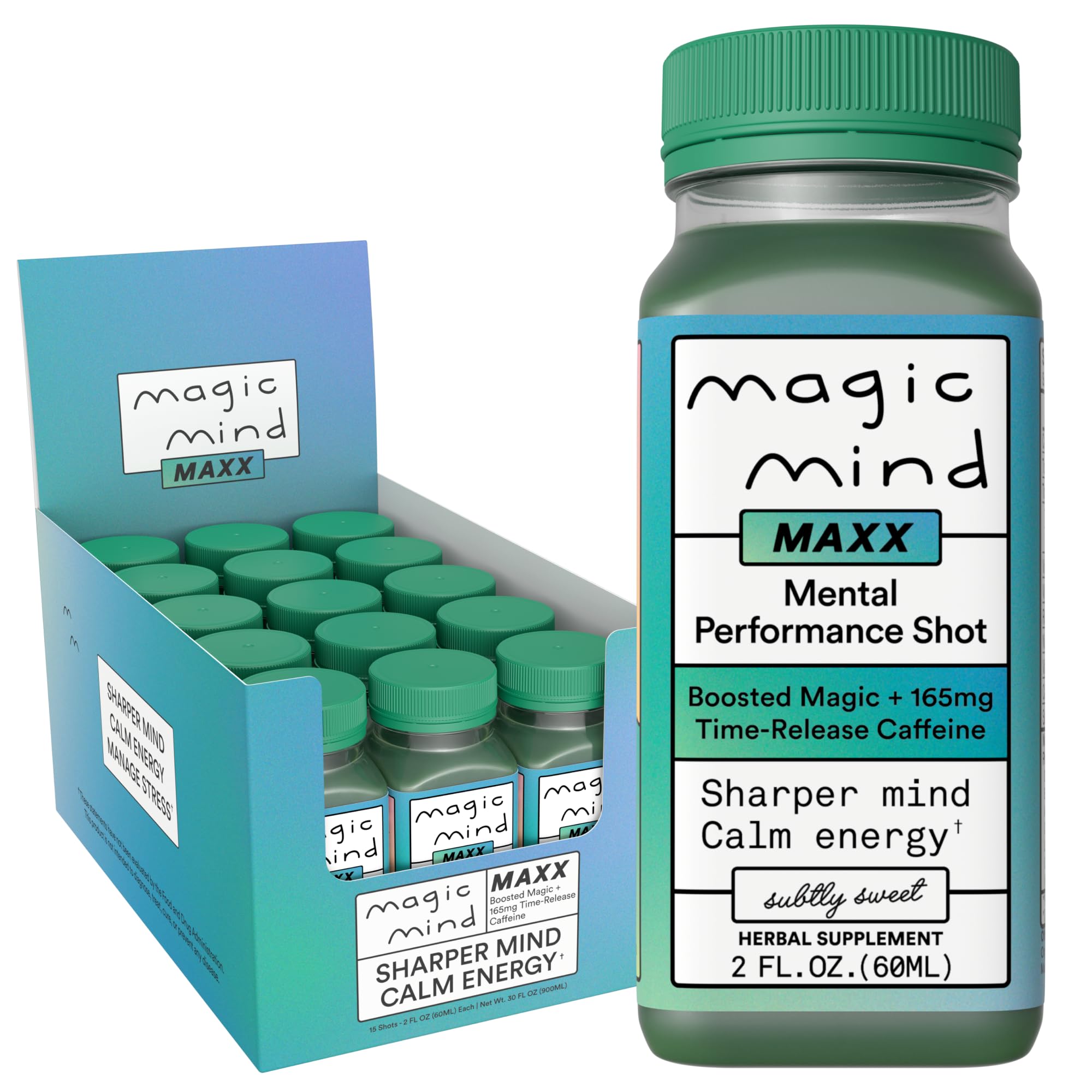 Energy & Focus Drink Shots with Matcha, Functional Mushrooms, Ashwagandha, Vitamins B12 & C, 2 fl oz