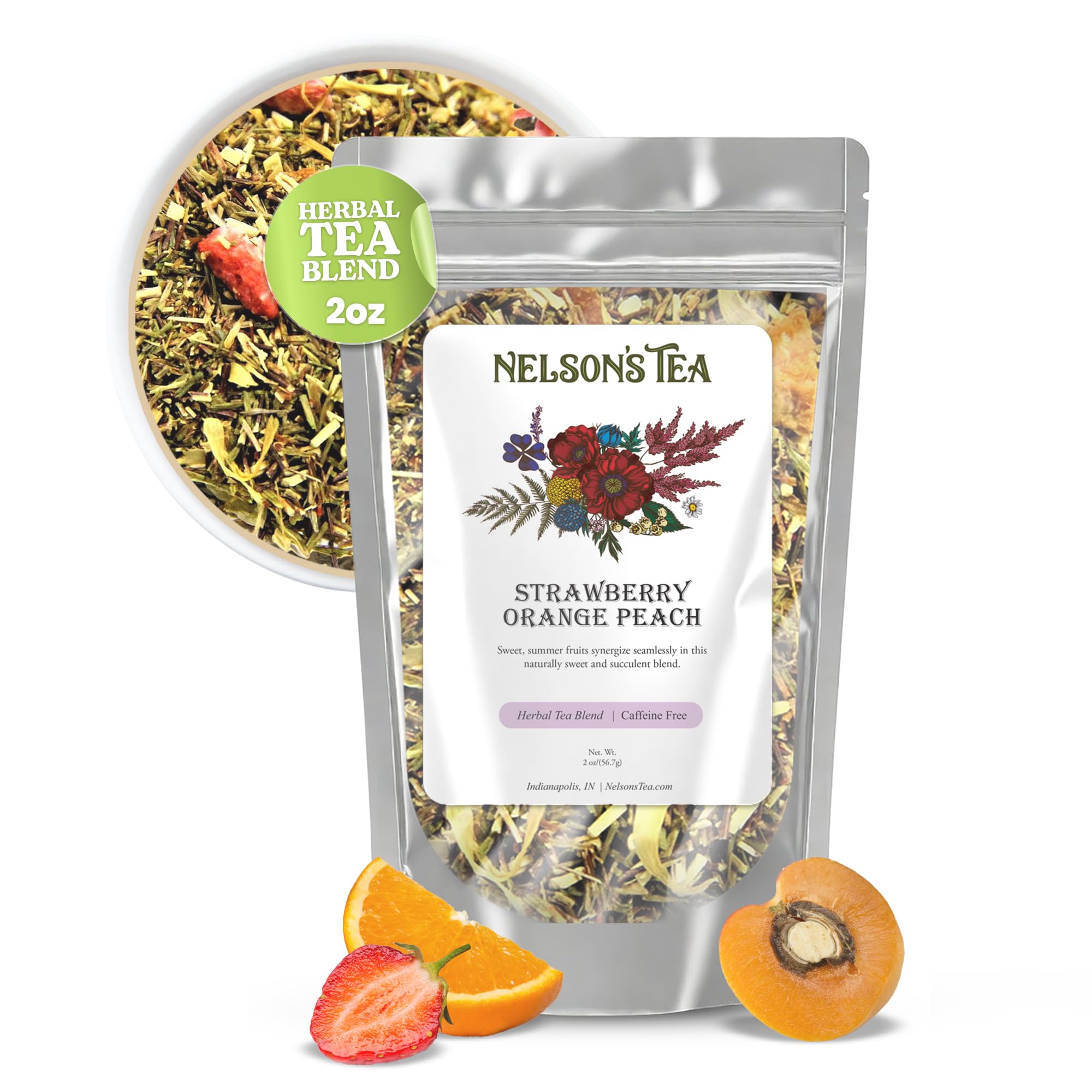 Strawberry Orange Peach Rooibos Herbal Tea, Caffeine-Free, Loose Leaf