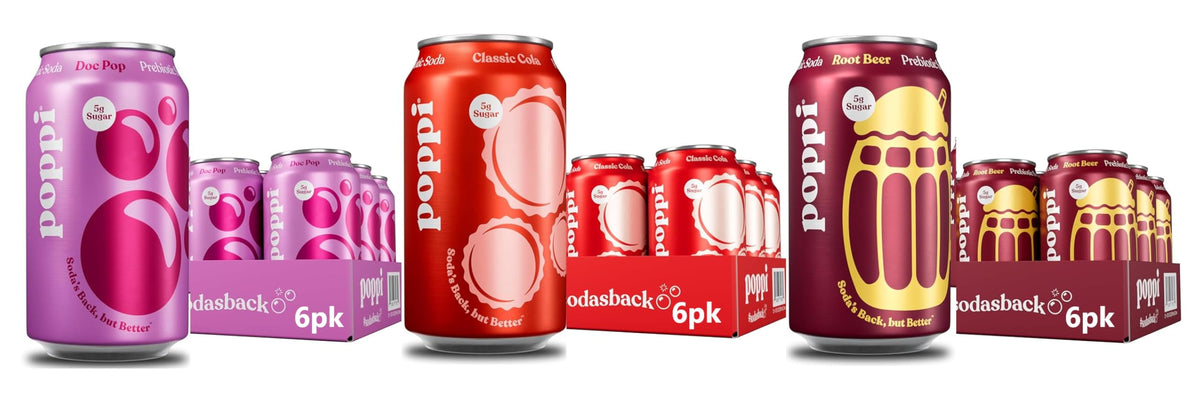 Prebiotic Sparkling Soda Variety Pack, 12oz Cans, 18 Pack