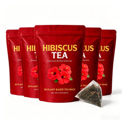 Hibiscus Herbal Tea, Natural Floral Blend, 30 Tea Bags