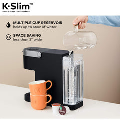 Slim Single-Serve Coffee Maker with Dark Roast Coffee Pods, 72 Count