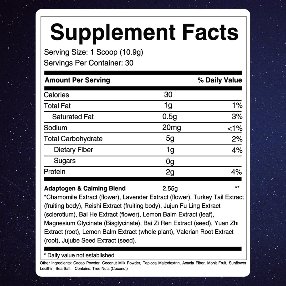 Magnesium Hot Cocoa Sleep Drink Mix, Sugar Free, Caffeine Free, 30 Servings