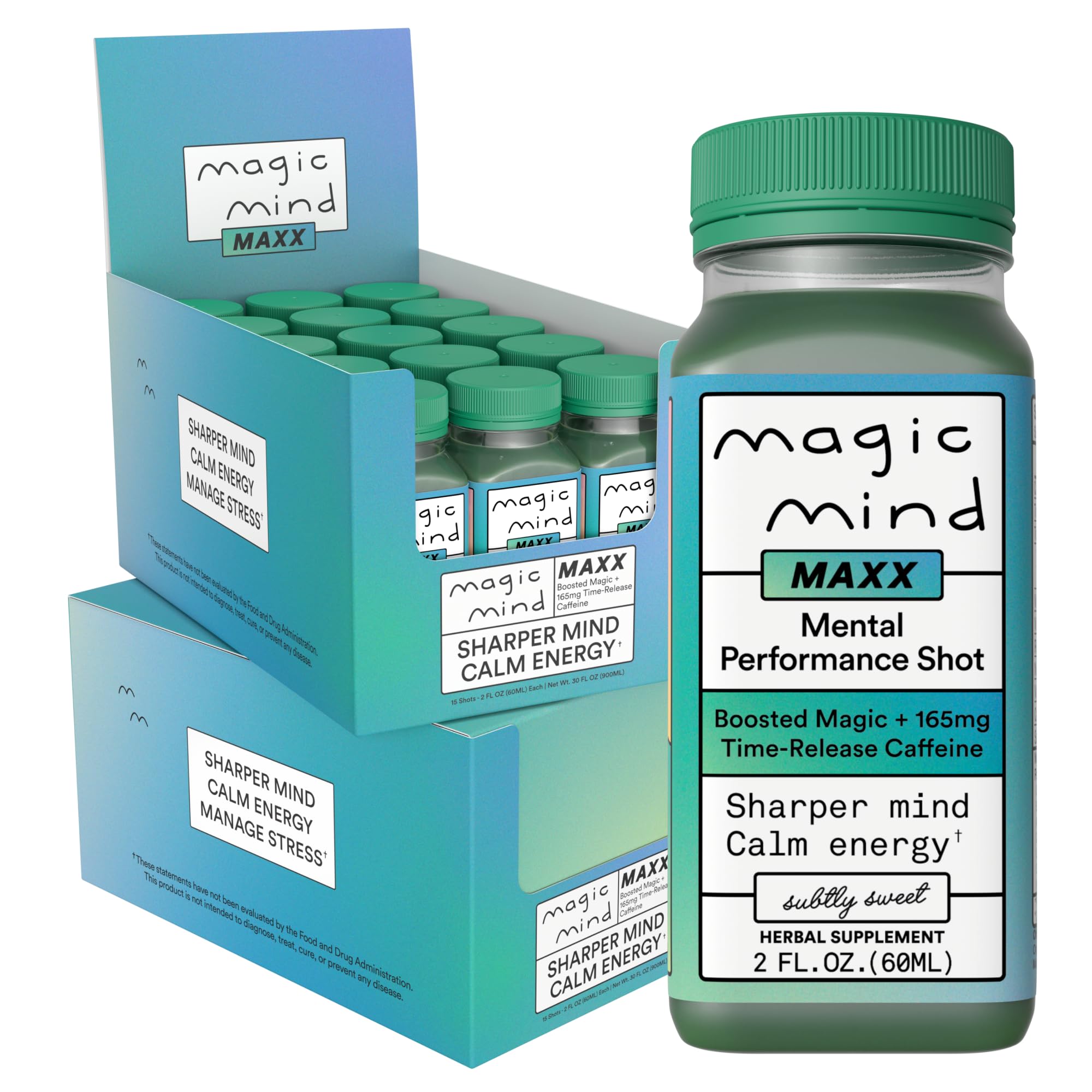 Energy & Focus Drink Shots with Matcha, Functional Mushrooms, Ashwagandha, Vitamins B12 & C, 2 fl oz