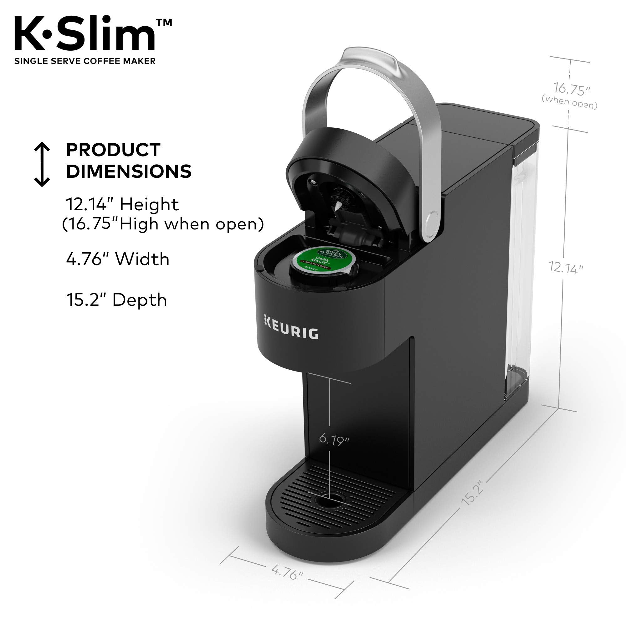 Slim Single-Serve Coffee Maker with Dark Roast Coffee Pods, 72 Count