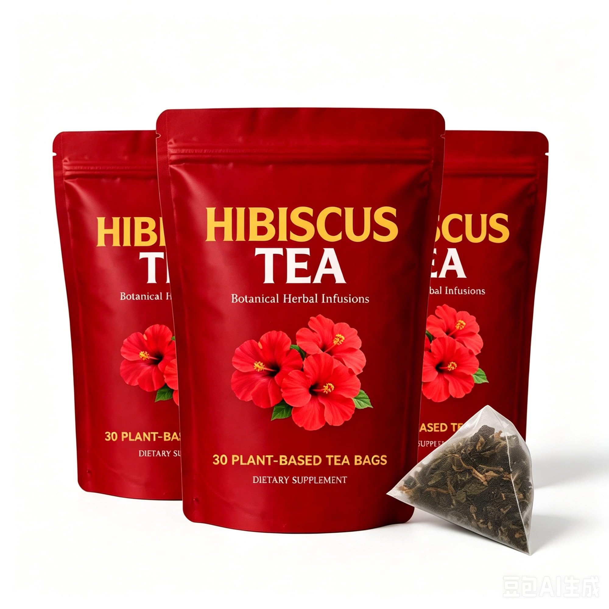 Hibiscus Herbal Tea, Natural Floral Blend, 30 Tea Bags