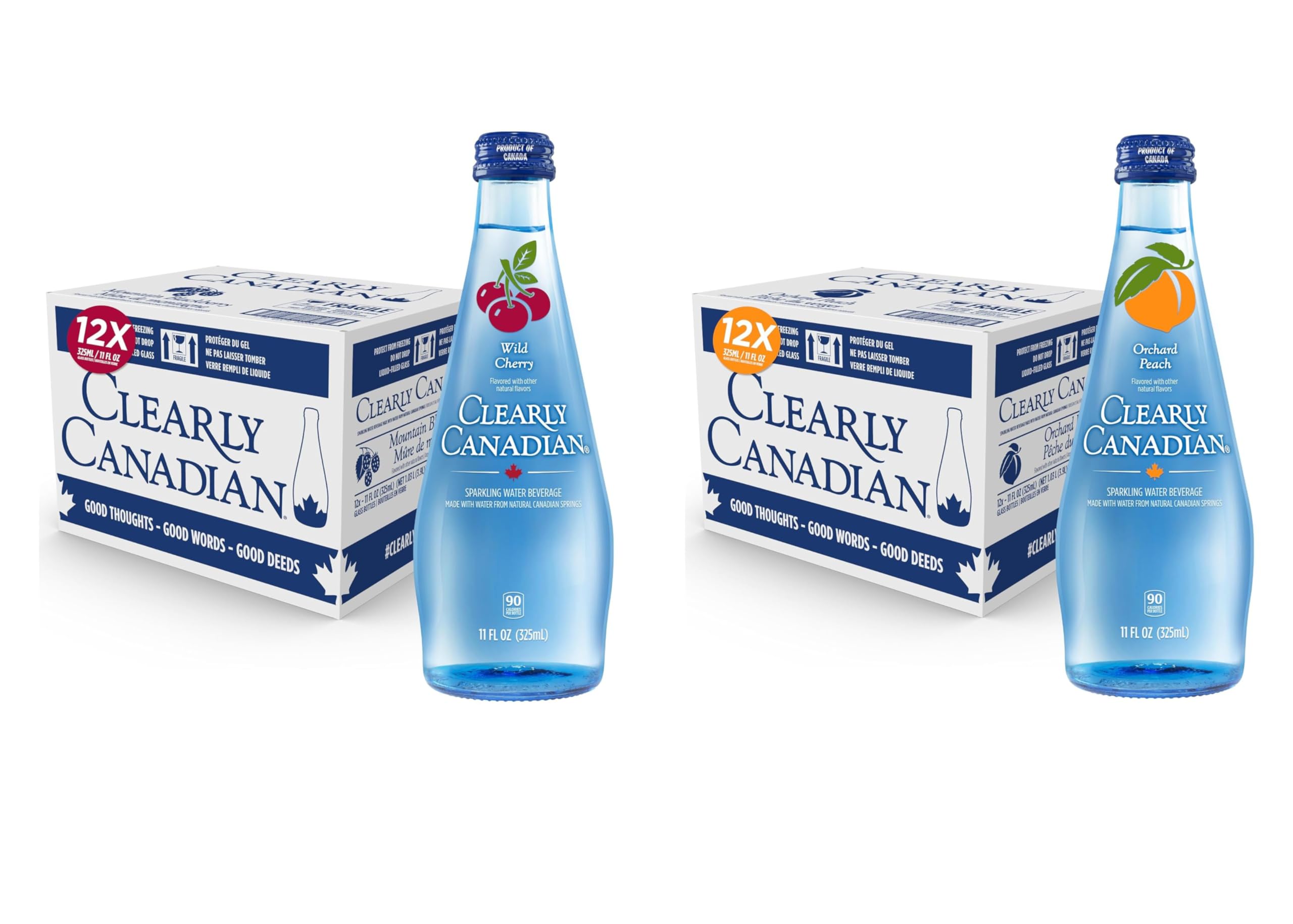 Sparkling Flavored Water, 11oz Glass Bottles, Variety Pack, Available in 12 or 24 Pack