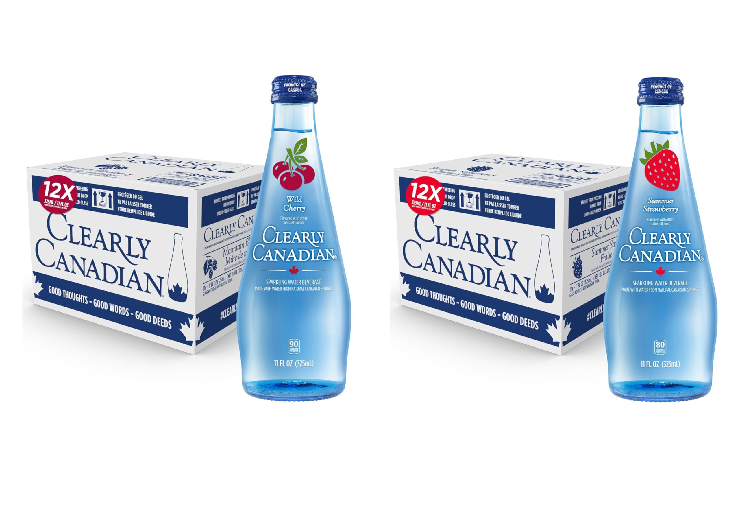 Sparkling Flavored Water, 11oz Glass Bottles, Variety Pack, Available in 12 or 24 Pack