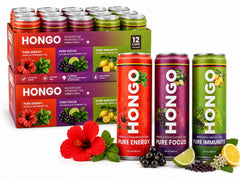 Hongo Functional Mushroom Tea, 24 Can Case, 12 fl oz Cans - Choose Flavor