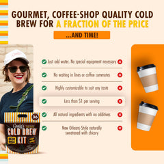 New Orleans Style Cold Brew Coffee Kit, Arabica Coffee & Chicory Brew Bags, 12 Count