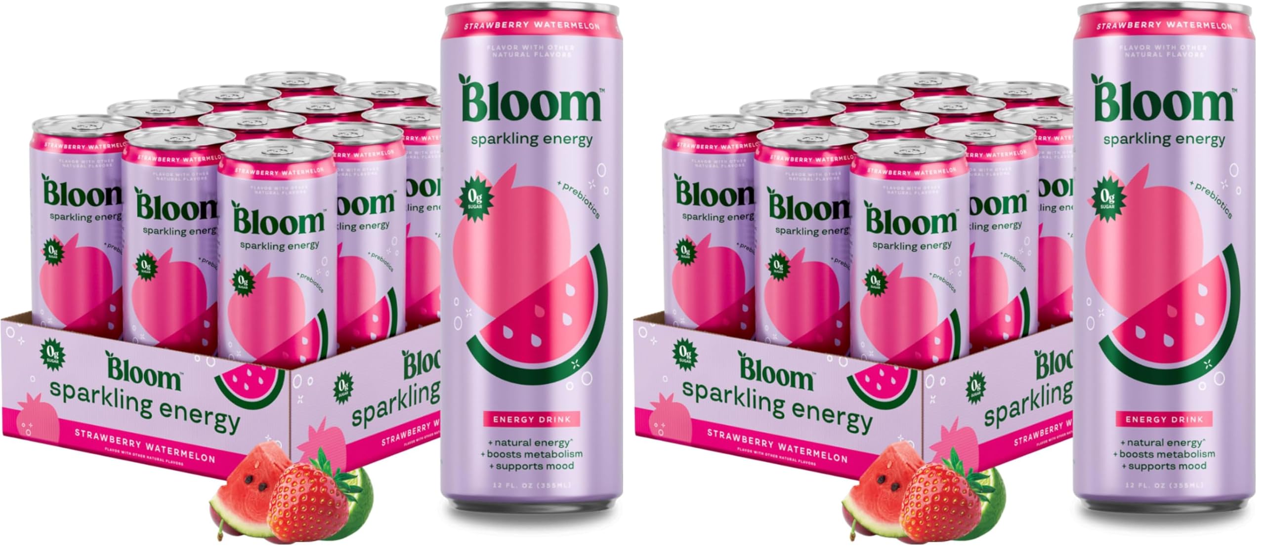 Sparkling Energy Drink, Natural Caffeine, Zero Sugar, 180mg Caffeine, Prebiotics