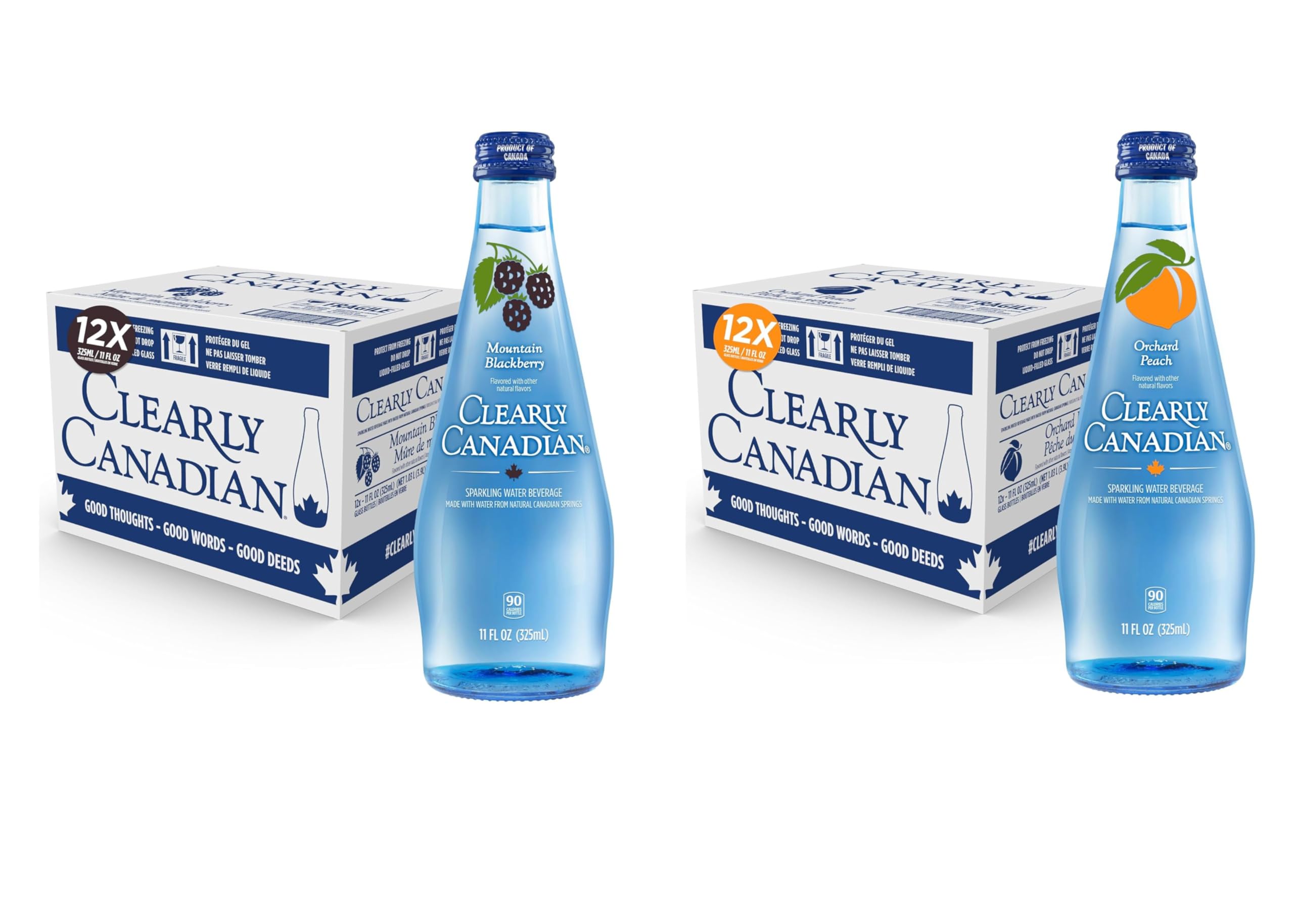 Sparkling Flavored Water, 11oz Glass Bottles, Variety Pack, Available in 12 or 24 Pack