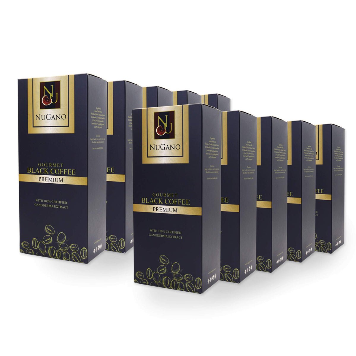Instant Black Coffee with Ganoderma Lucidum Extract, 30 Sachets × 10 Boxes