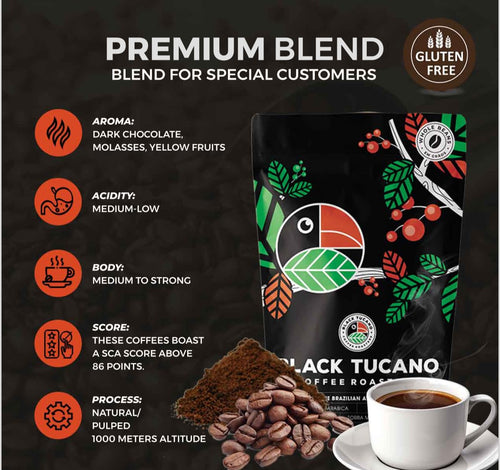 Brazilian Medium Roast Whole Bean Coffee, Premium Blend, 24 × 250g (6kg)