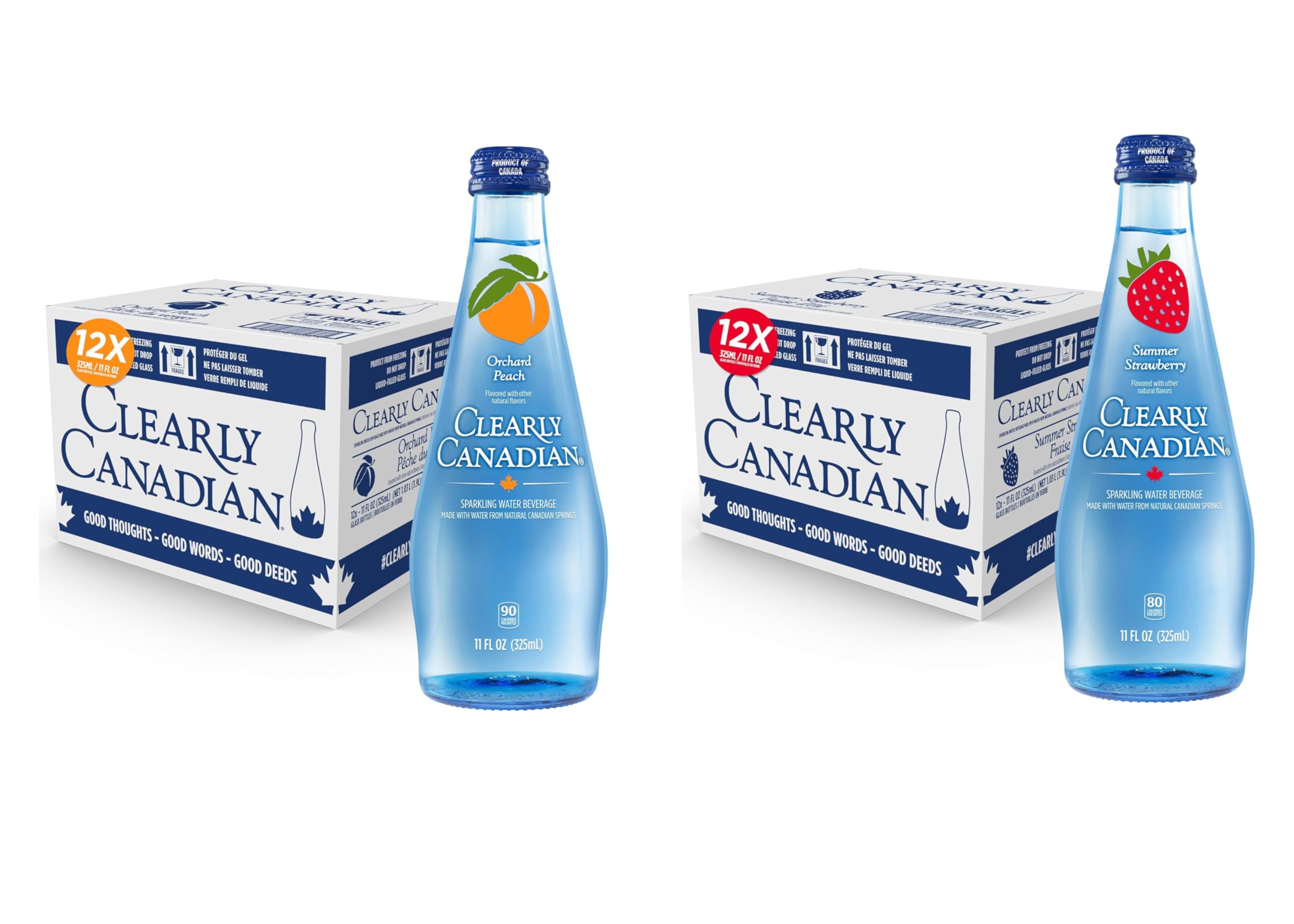 Sparkling Flavored Water, 11oz Glass Bottles, Variety Pack, Available in 12 or 24 Pack