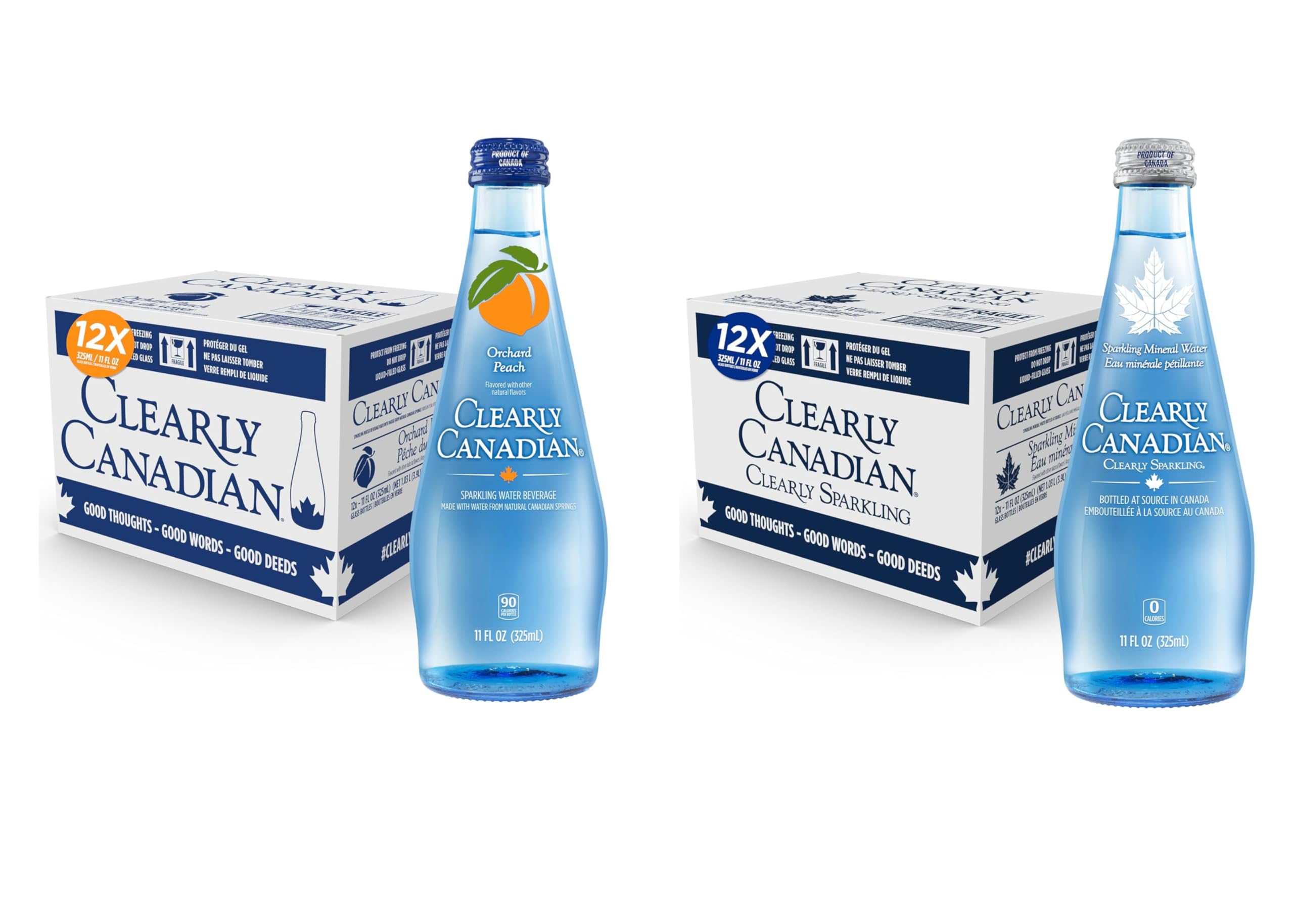 Sparkling Flavored Water, 11oz Glass Bottles, Variety Pack, Available in 12 or 24 Pack