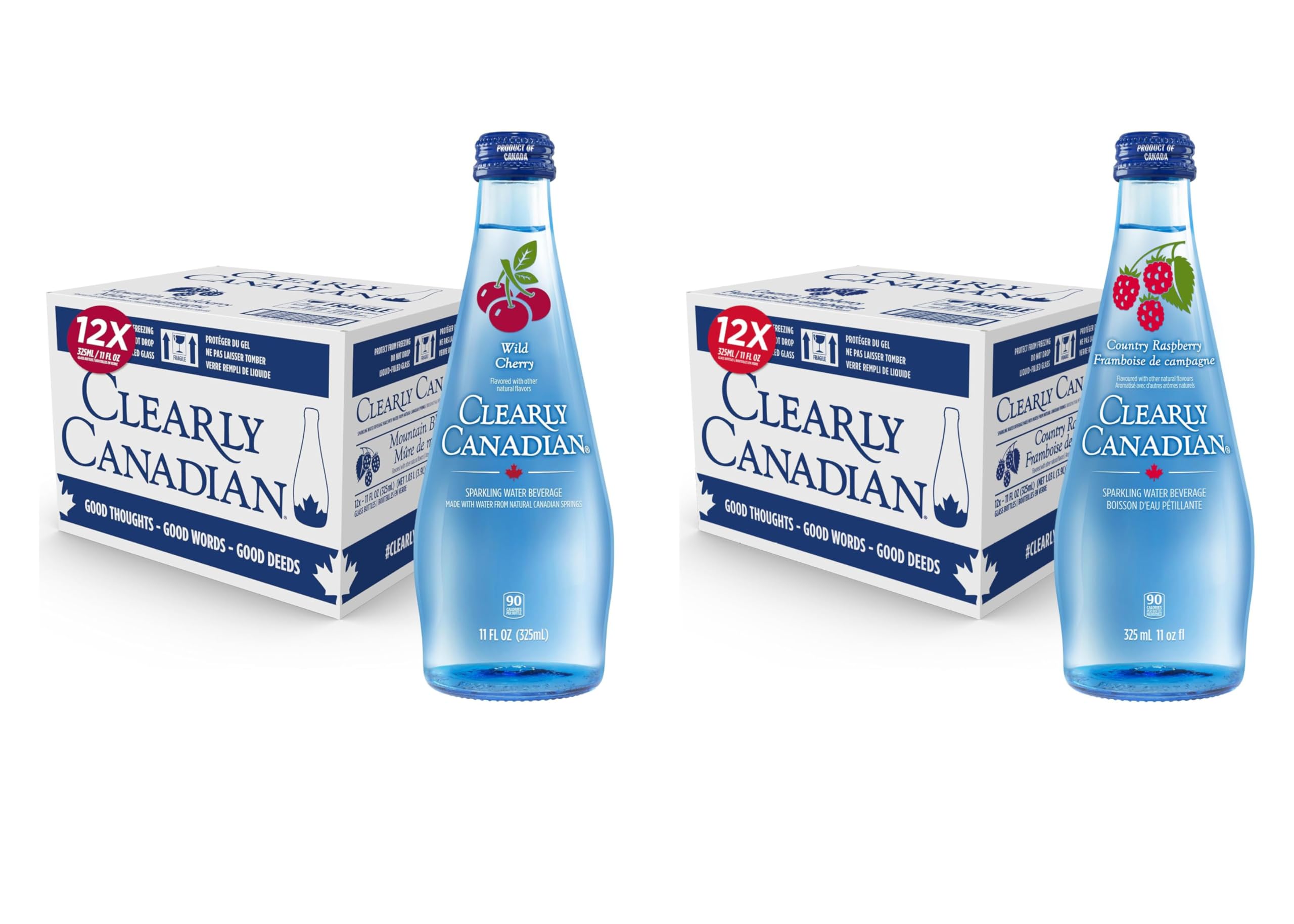 Sparkling Flavored Water, 11oz Glass Bottles, Variety Pack, Available in 12 or 24 Pack