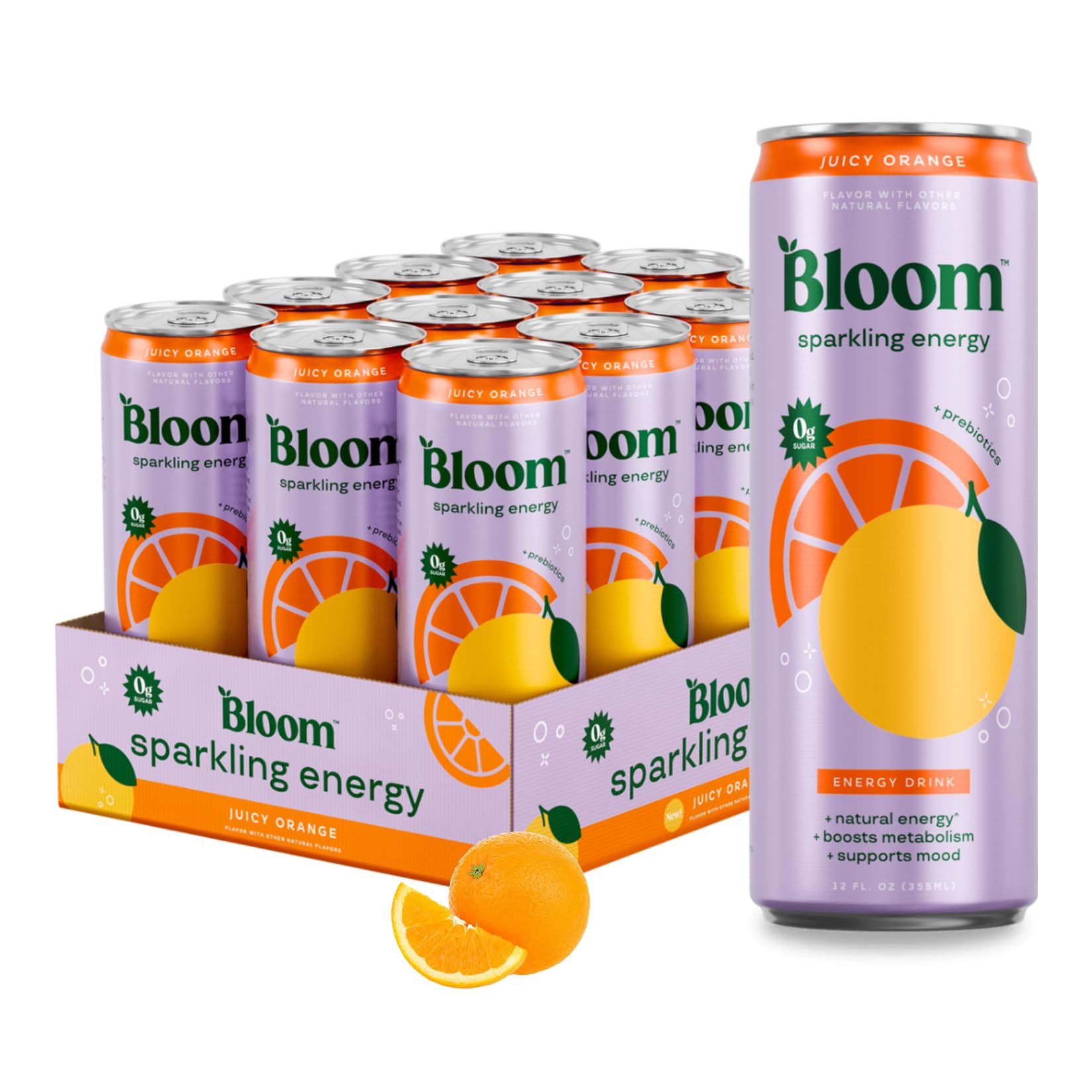 Sparkling Energy Drink, Natural Caffeine, Zero Sugar, 180mg Caffeine, Prebiotics