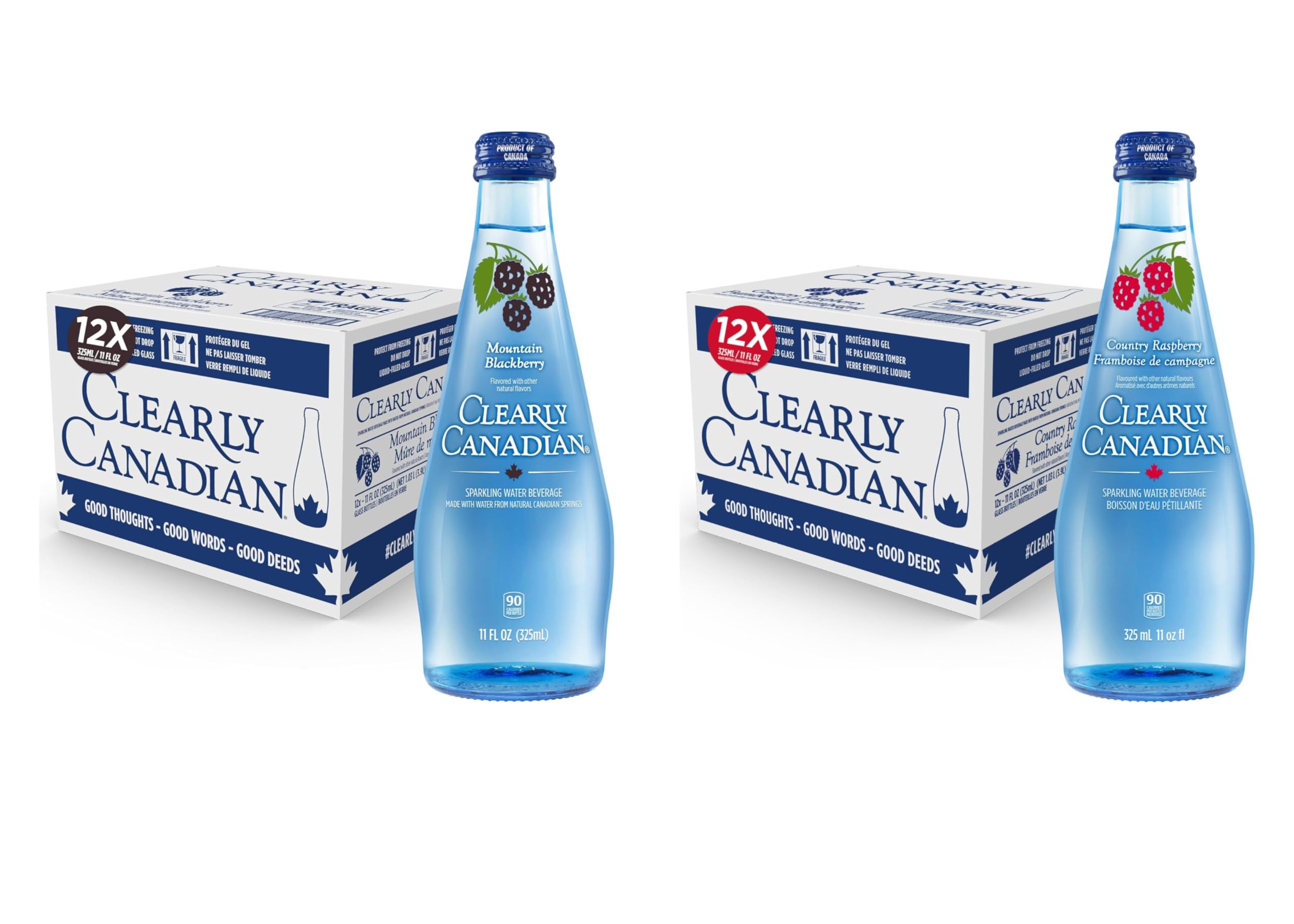 Sparkling Flavored Water, 11oz Glass Bottles, Variety Pack, Available in 12 or 24 Pack