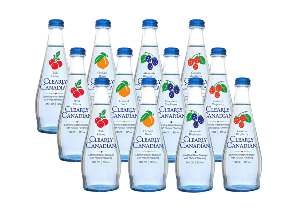 Sparkling Flavored Water, 11oz Glass Bottles, Variety Pack, Available in 12 or 24 Pack