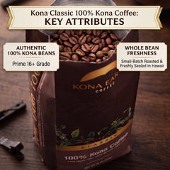 100% Kona Whole Bean Coffee, Medium Dark Roast, 5lb (80oz)