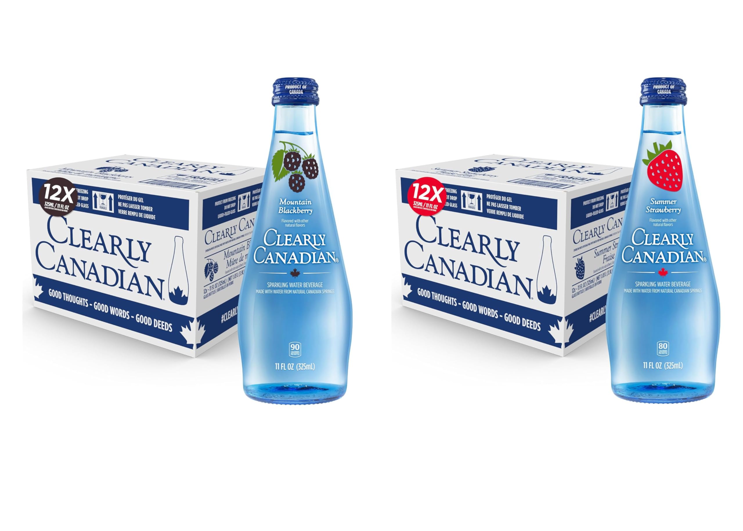 Sparkling Flavored Water, 11oz Glass Bottles, Variety Pack, Available in 12 or 24 Pack