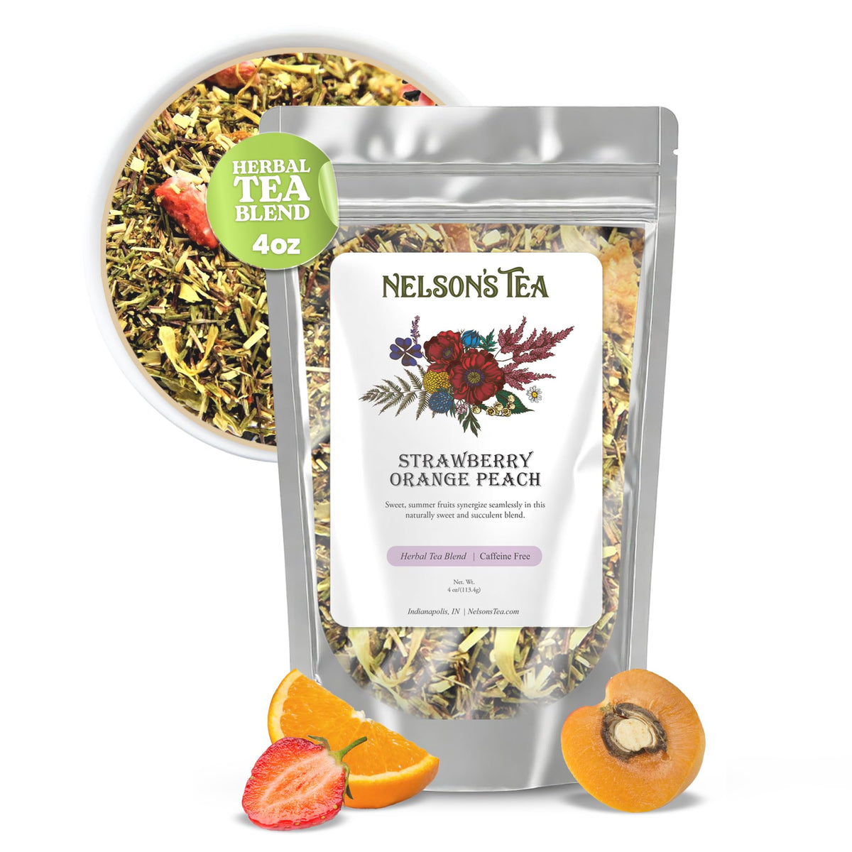 Strawberry Orange Peach Rooibos Herbal Tea, Caffeine-Free, Loose Leaf