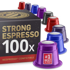 Italian Espresso Coffee Capsules Variety Pack, 100 Aluminum Pods Compatible with Nespresso Original Machines