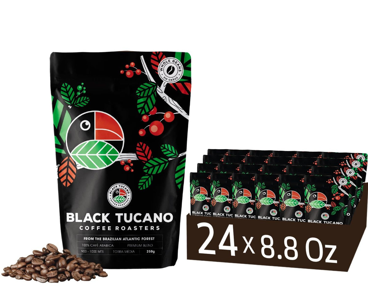 Brazilian Medium Roast Whole Bean Coffee, Premium Blend, 24 × 250g (6kg)