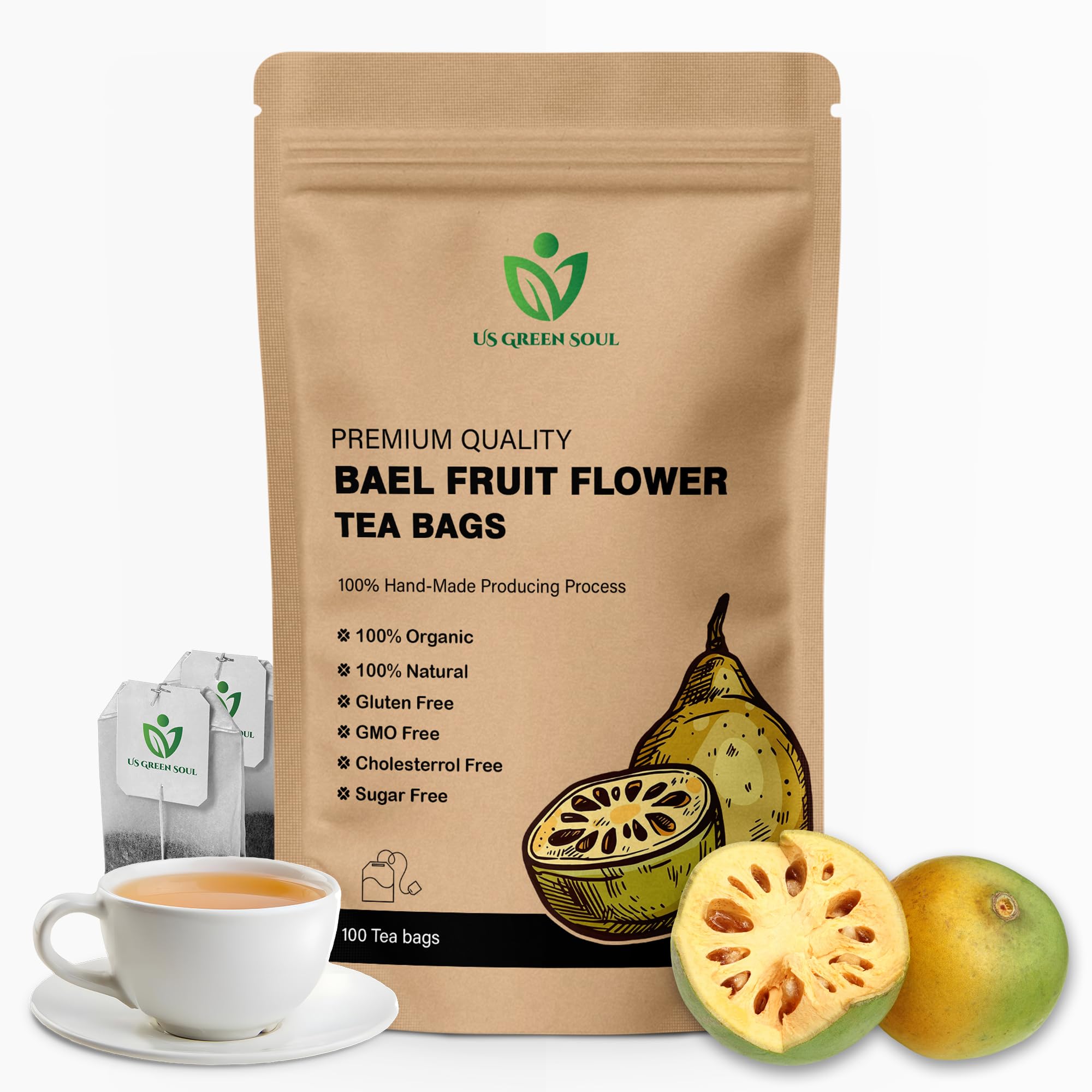 Bael Fruit Herbal Tea Bags, Caffeine-Free Floral Infusion