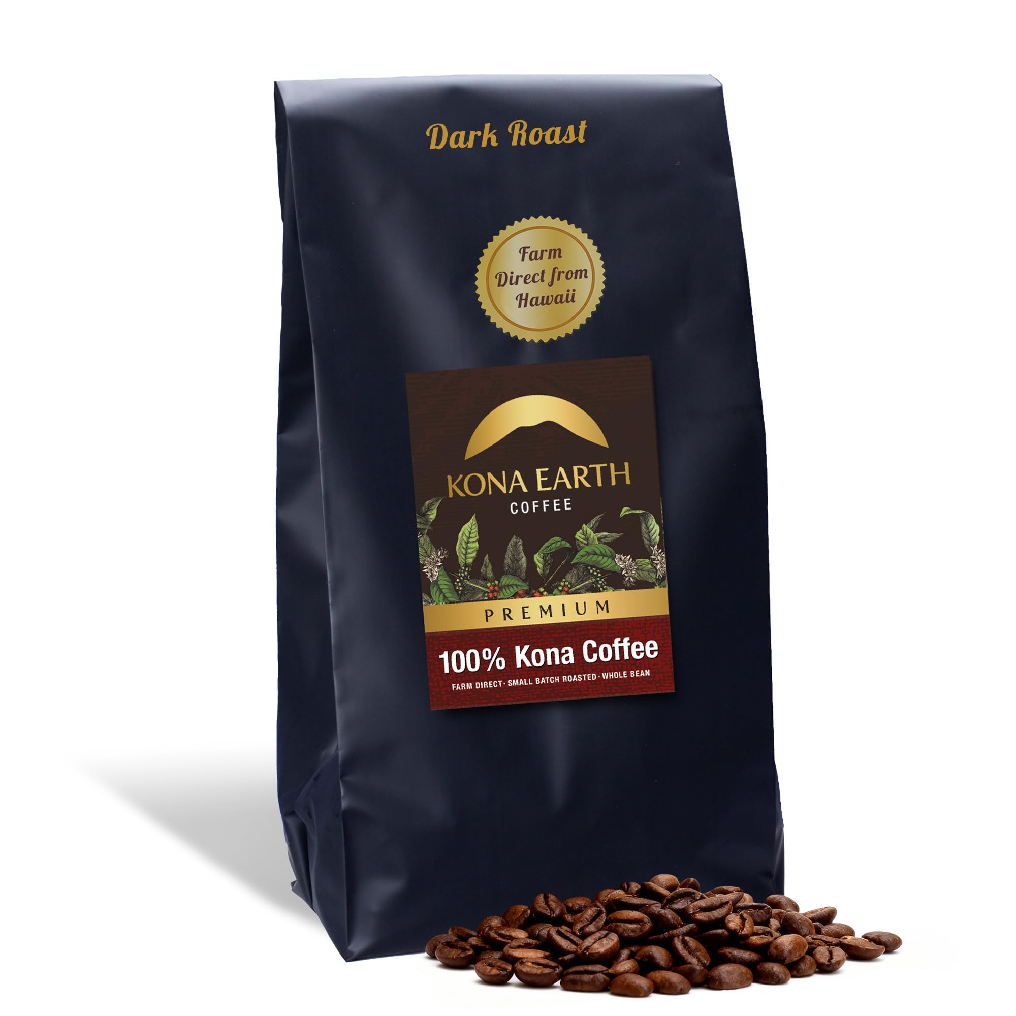 100% Kona Whole Bean Coffee, Premium Hawaiian, Micro-Batch Roasted