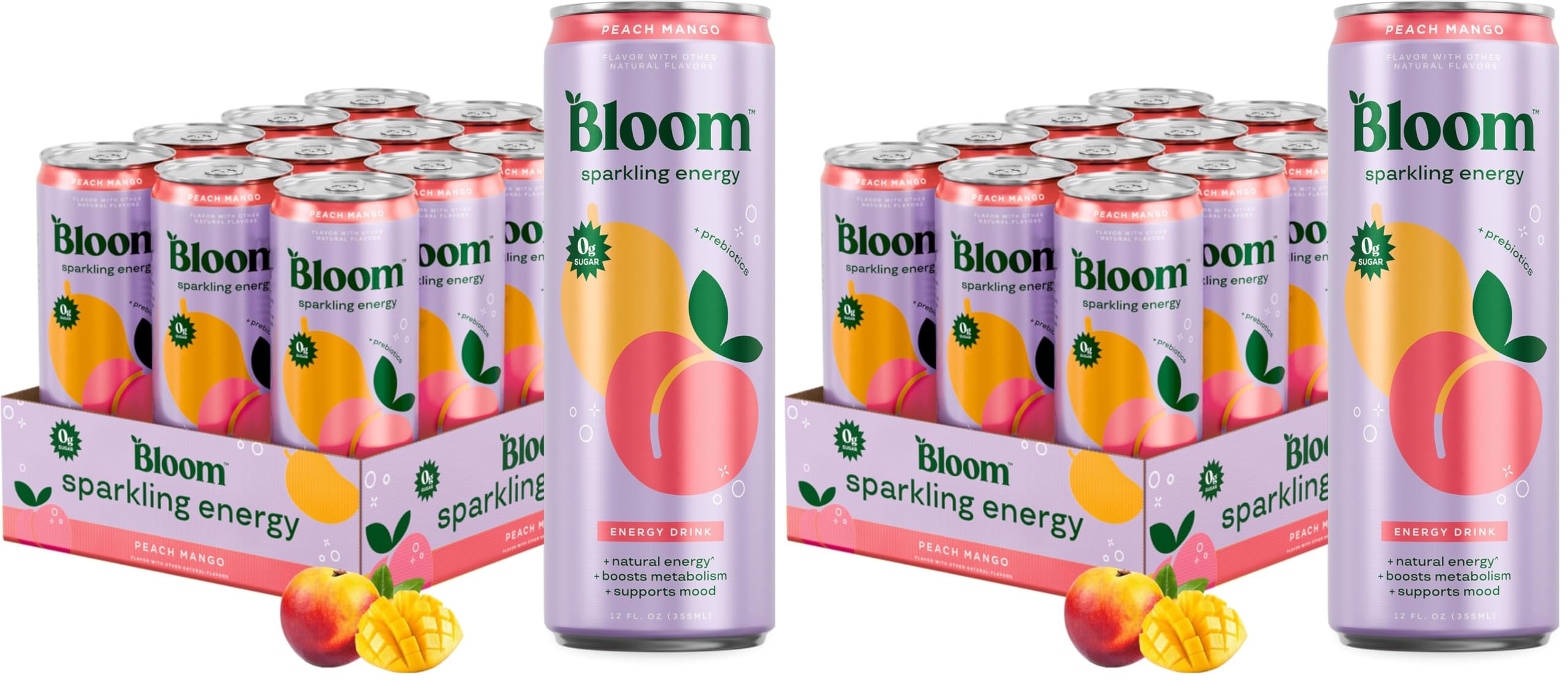 Sparkling Energy Drink, Natural Caffeine, Zero Sugar, 180mg Caffeine, Prebiotics