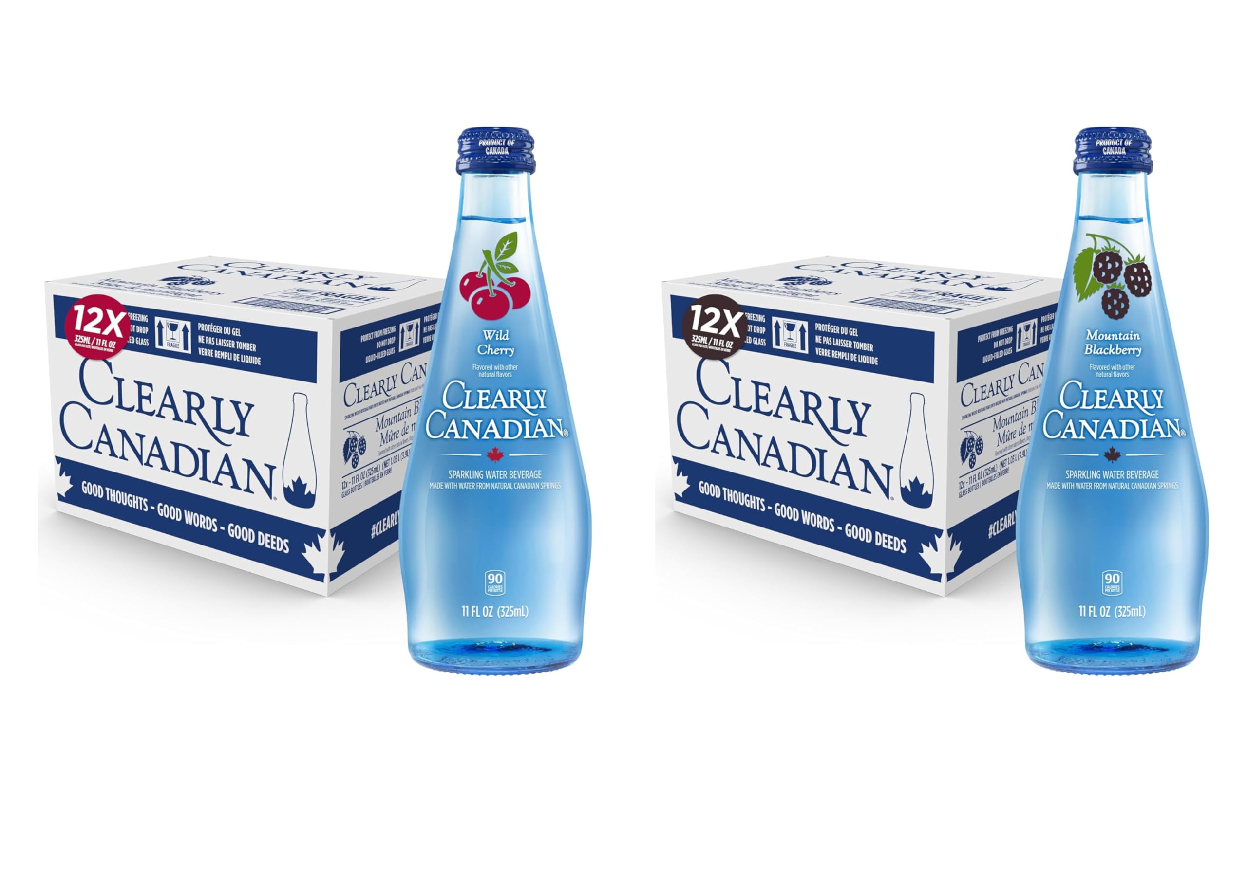 Sparkling Flavored Water, 11oz Glass Bottles, Variety Pack, Available in 12 or 24 Pack