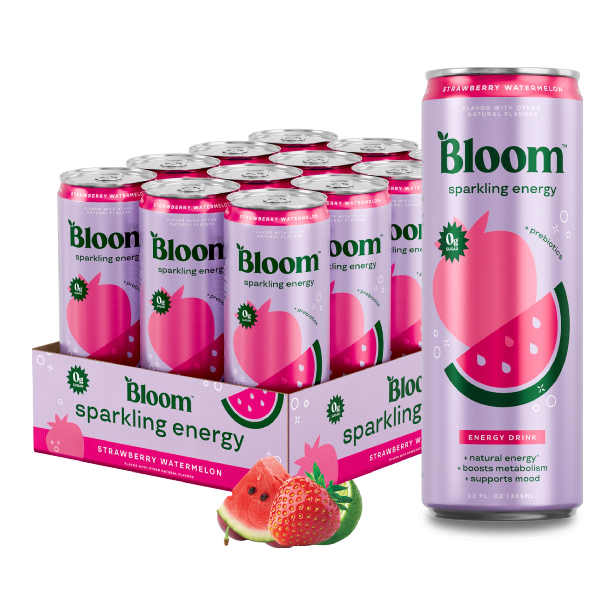Sparkling Energy Drink, Natural Caffeine, Zero Sugar, 180mg Caffeine, Prebiotics