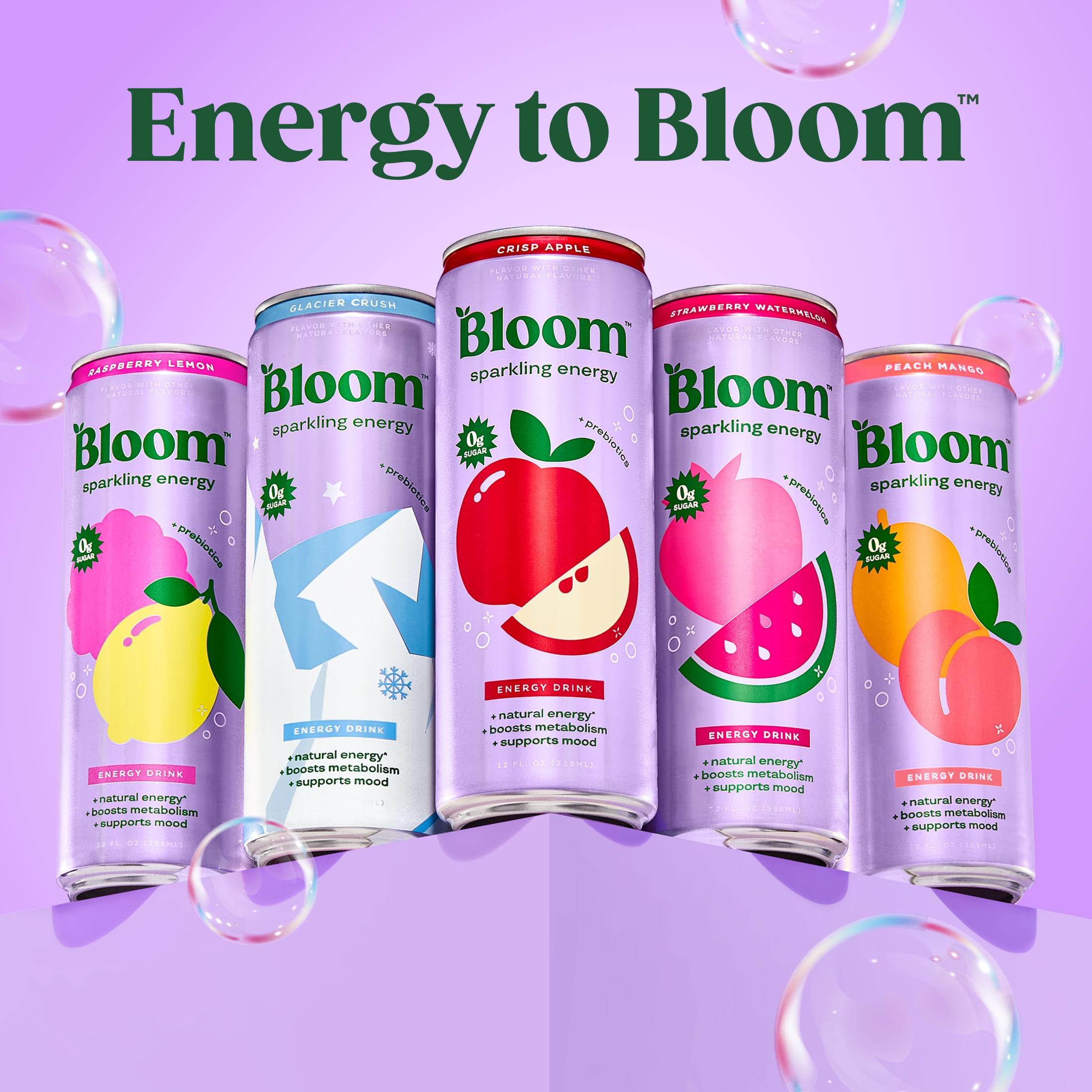 Sparkling Energy Drink, Natural Caffeine, Zero Sugar, 180mg Caffeine, Prebiotics