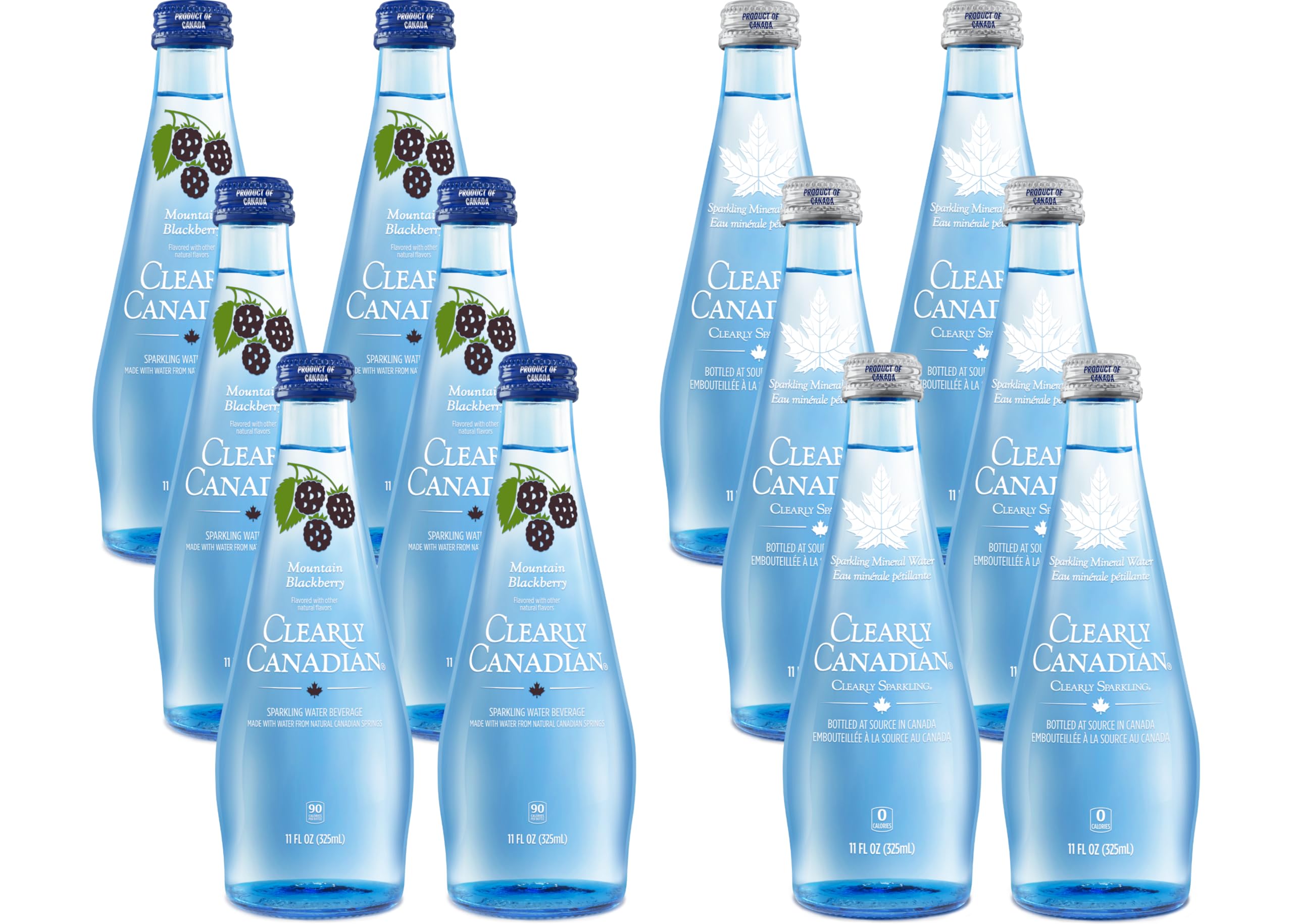 Sparkling Flavored Water, 11oz Glass Bottles, Variety Pack, Available in 12 or 24 Pack