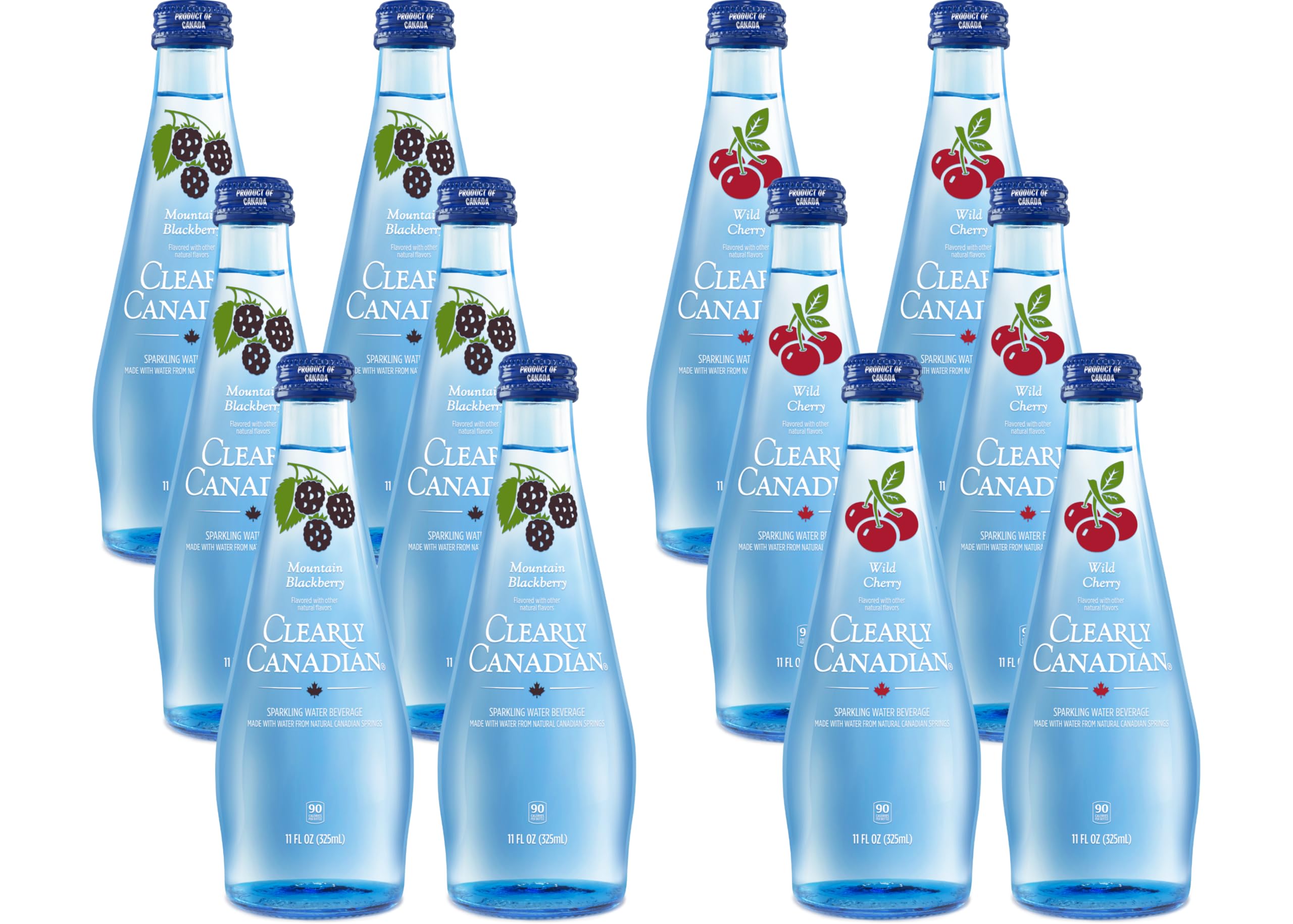 Sparkling Flavored Water, 11oz Glass Bottles, Variety Pack, Available in 12 or 24 Pack