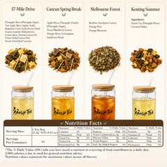 Tea Sampler Gift Set with Glass Tumbler, 20 Tea Bags