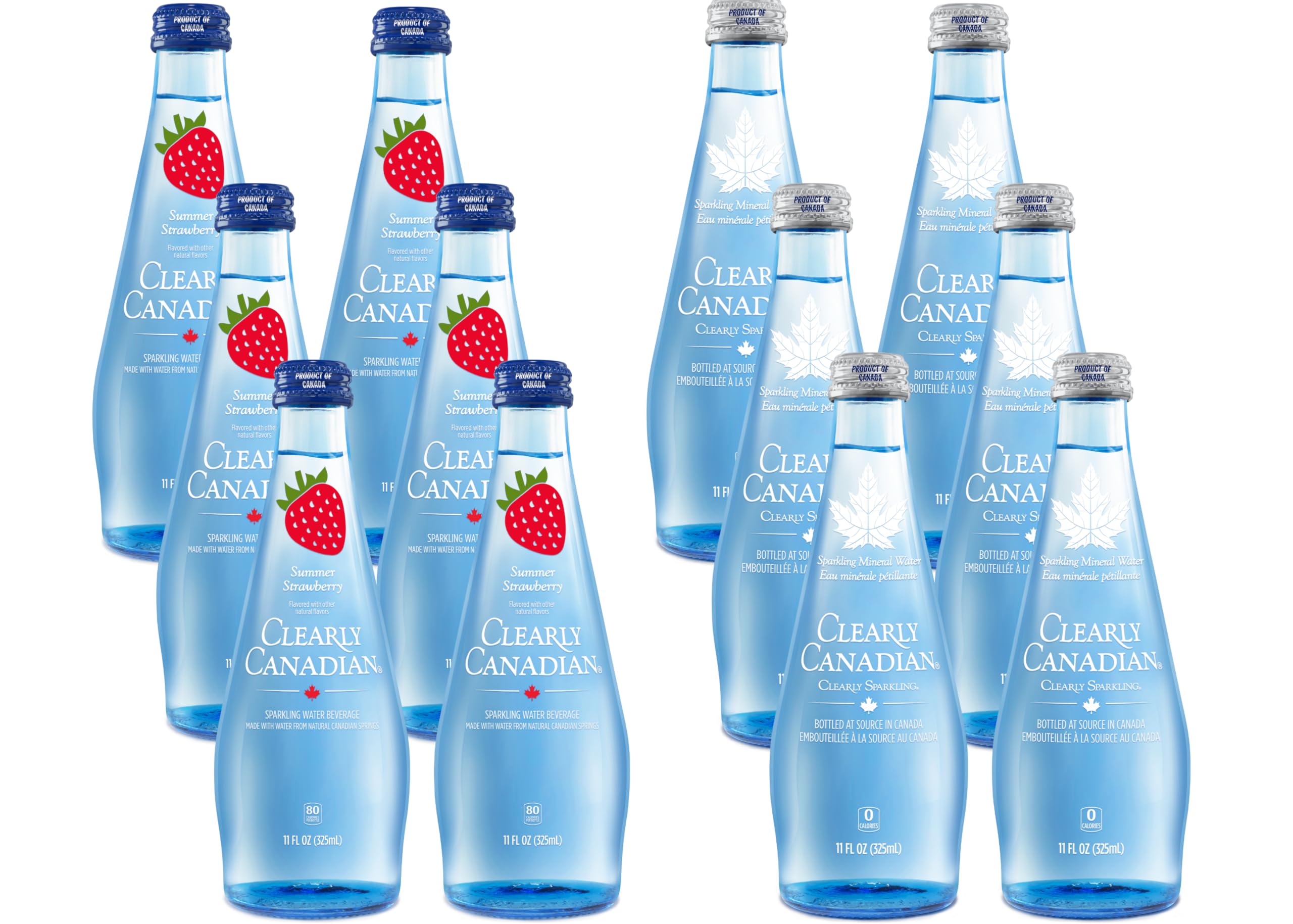 Sparkling Flavored Water, 11oz Glass Bottles, Variety Pack, Available in 12 or 24 Pack