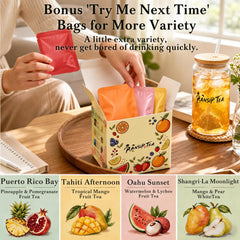 Tea Sampler Gift Set with Glass Tumbler, 20 Tea Bags