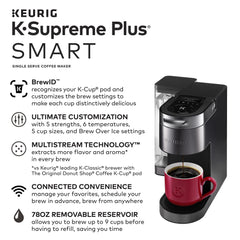 Smart Single-Serve Coffee Maker with Bold Roast Coffee Pods, 32 Count
