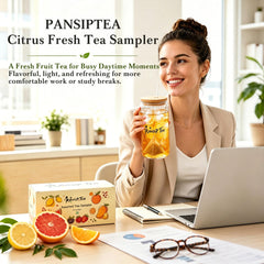 Tea Sampler Gift Set with Glass Tumbler, 20 Tea Bags