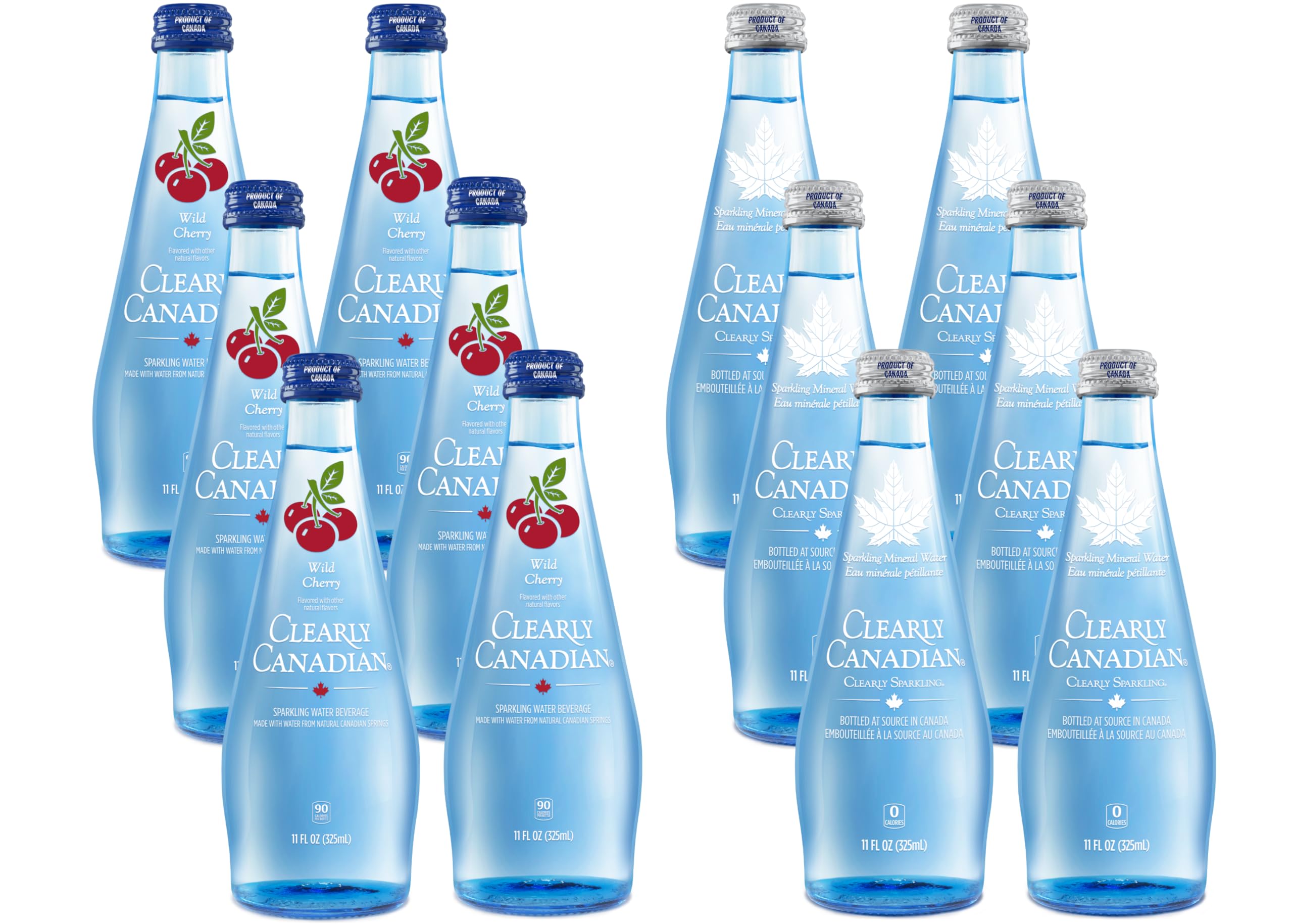 Sparkling Flavored Water, 11oz Glass Bottles, Variety Pack, Available in 12 or 24 Pack