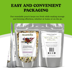 Strawberry Orange Peach Rooibos Herbal Tea, Caffeine-Free, Loose Leaf